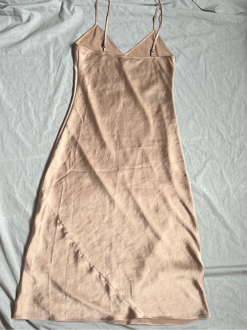 SOLD Wilfred Only Slip Satin Midi Dress in Taupe - Picture 6 of 10
